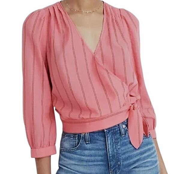 Madewell small striped wrap side tie wrap top blouse TB 2788 - Picture 1 of 11